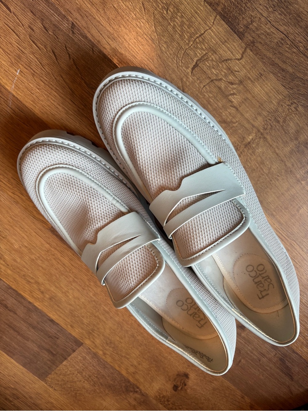 Franco Sarto Cream Mesh Penny Loafers